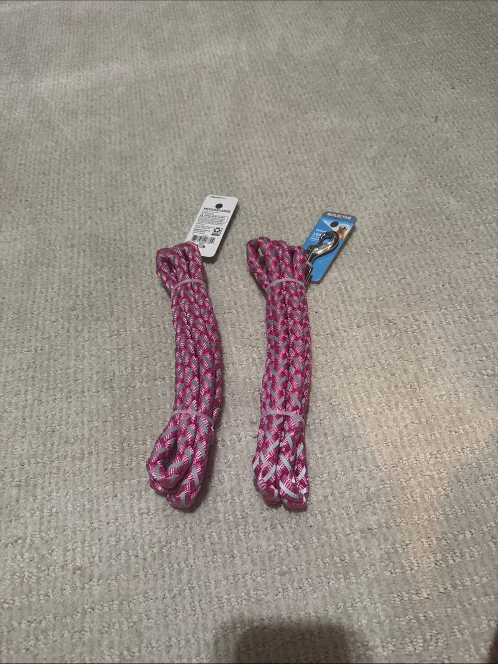 Pink Braided Reflective Dog Leash - Comfortable Grip, Secure Control